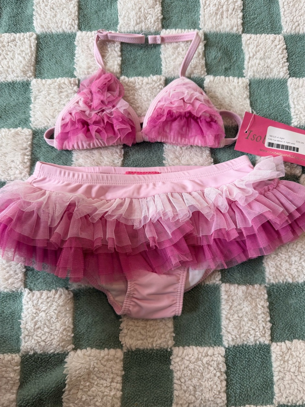 NWT Isobella & Chloe Pink Rosette Ruffle 2PC Bikini Size 4